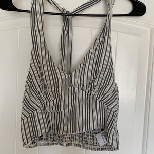 Striped American Eagle cropped halter top, size XS